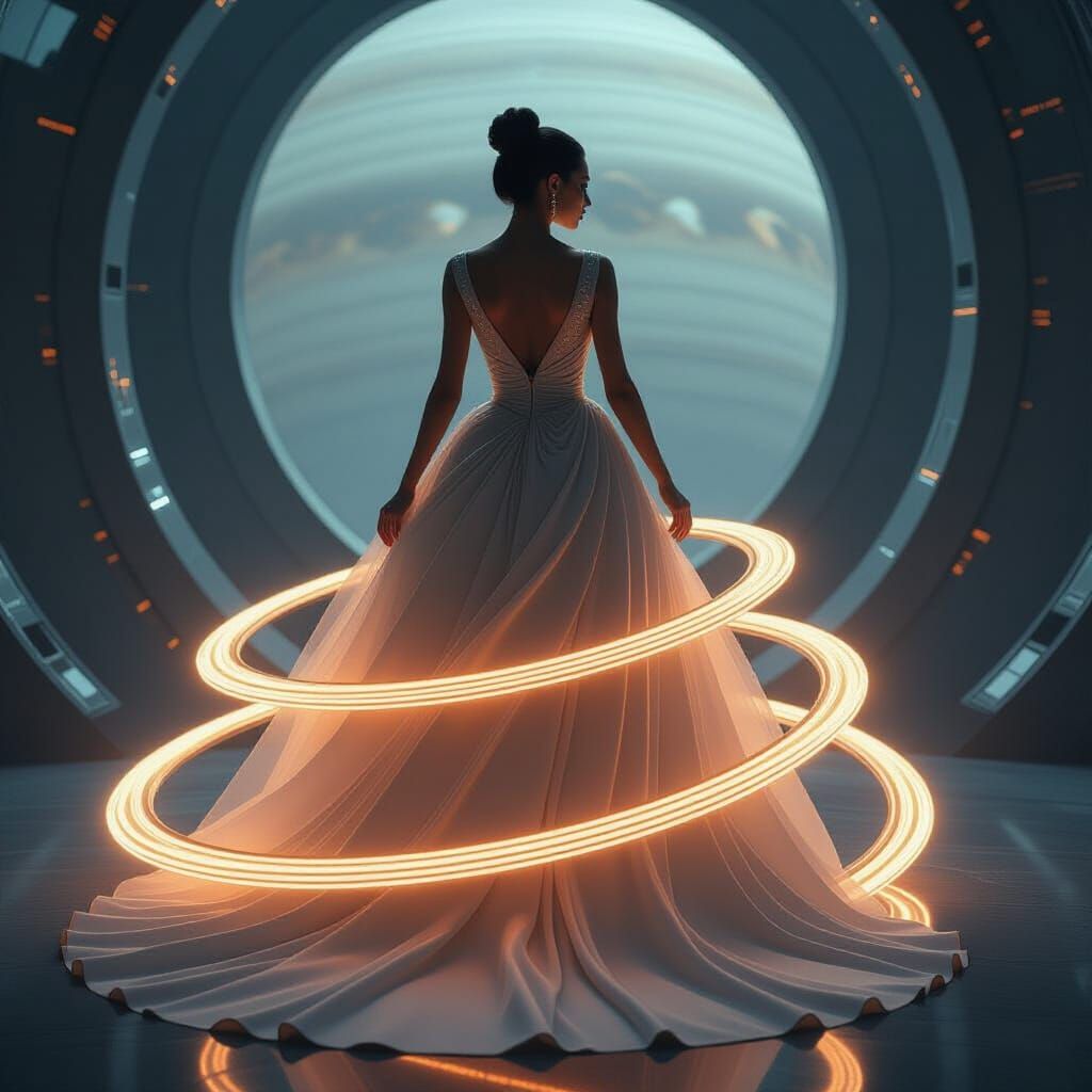 Cosmic Gown Inspired by Saturn's Rings