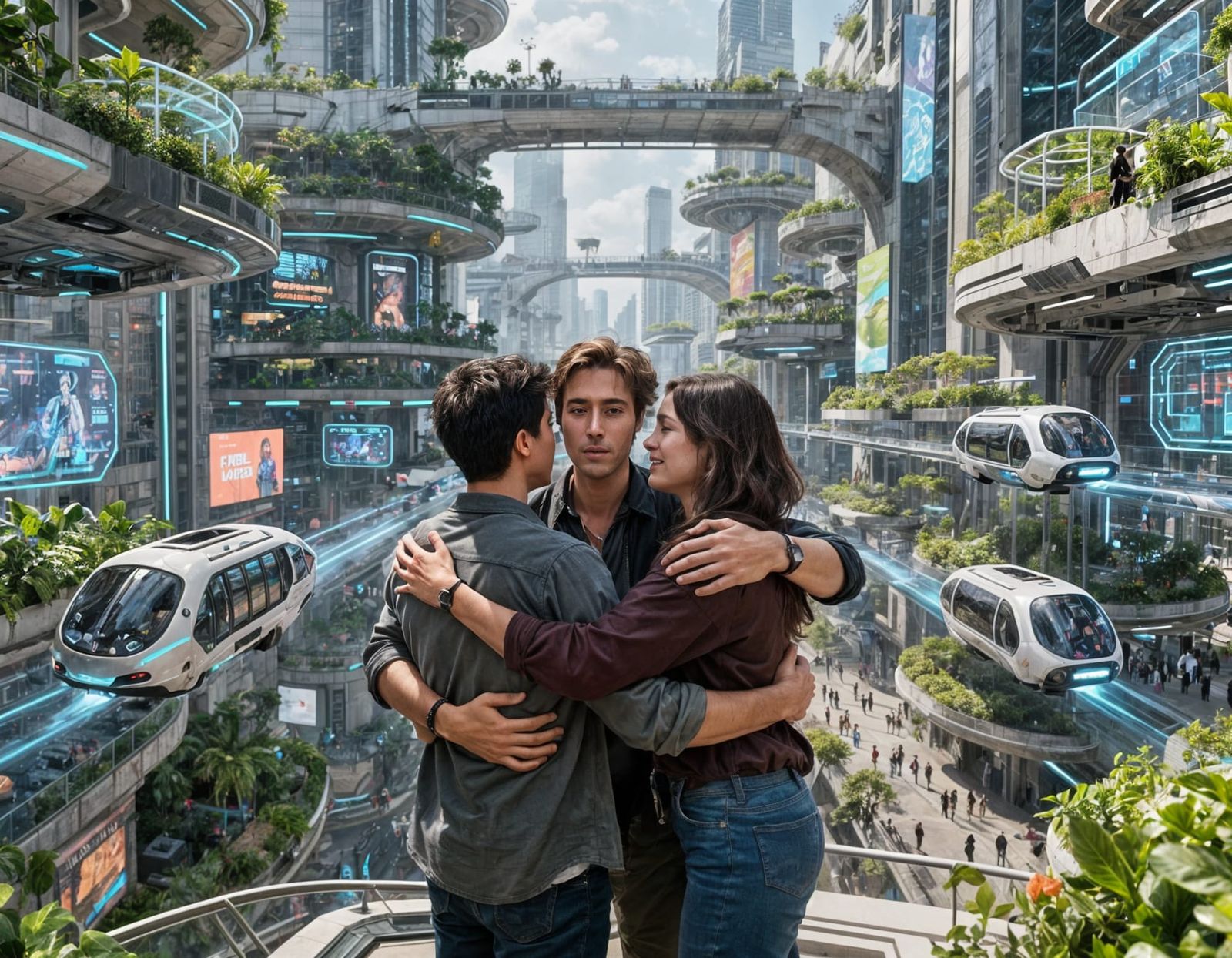 Future City Reunion in 2200 with Vertical Farms