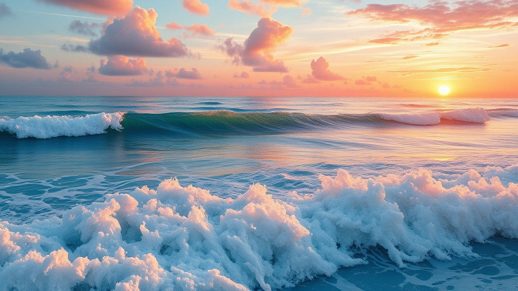 Impasto Sunset Seascape in Romantic Nostalgic Style