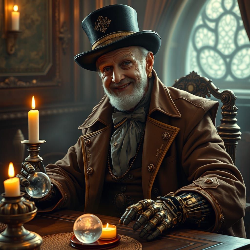 Visionary Futurist Seer in Cyberpunk Attire