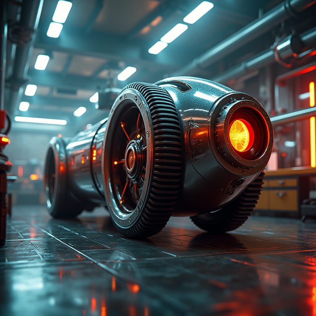 Futuristic Mechanical Workshop in Biomechanical Style