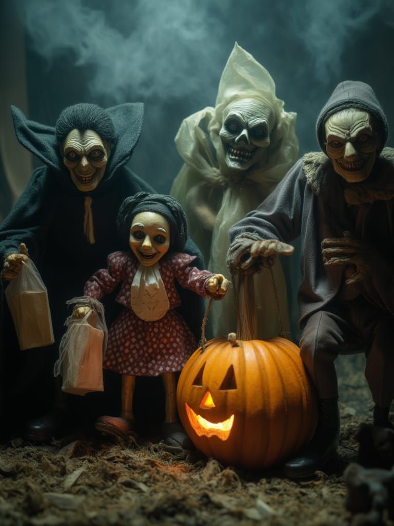 Halloween Night: Spooky Creatures Trick-or-Treating