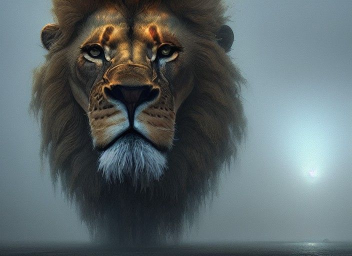 Hyperdetailed Lion Concept Art in Street Art Style