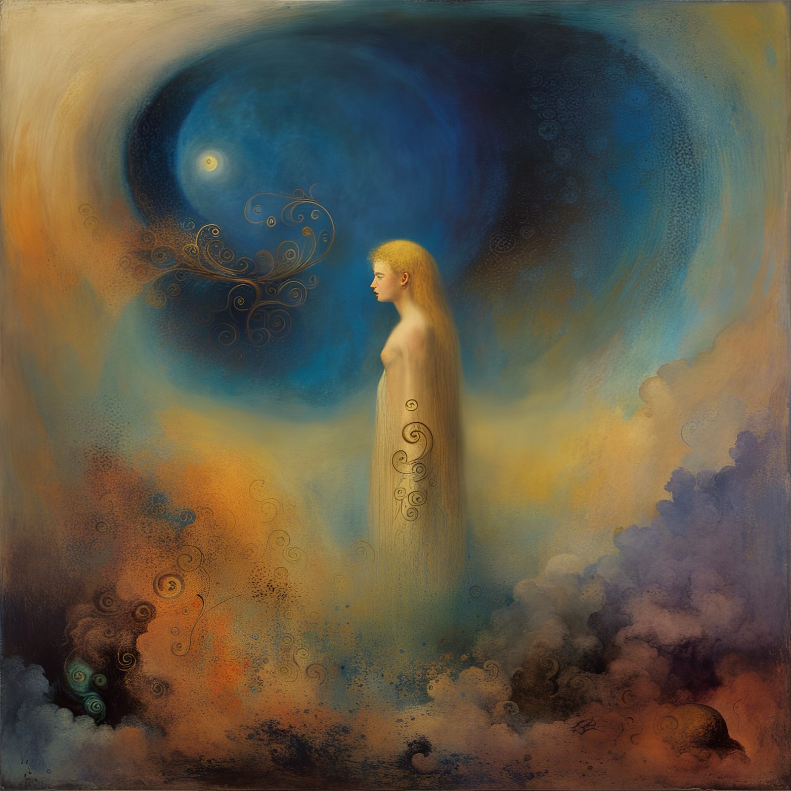 Great Mother Goddess in Dreamlike Odilon Redon Style
