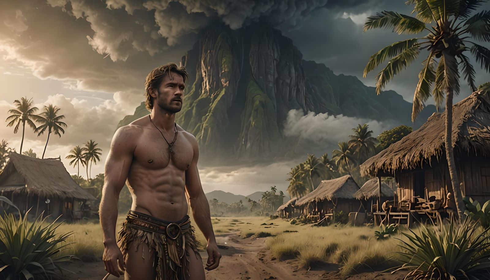 Dust Man in Grass Skirt: Digital Matte Painting