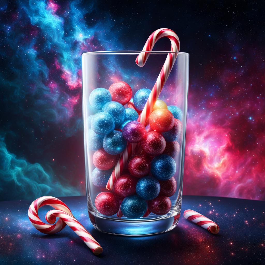 Candy Canes in Glass, Digital Matte Painting