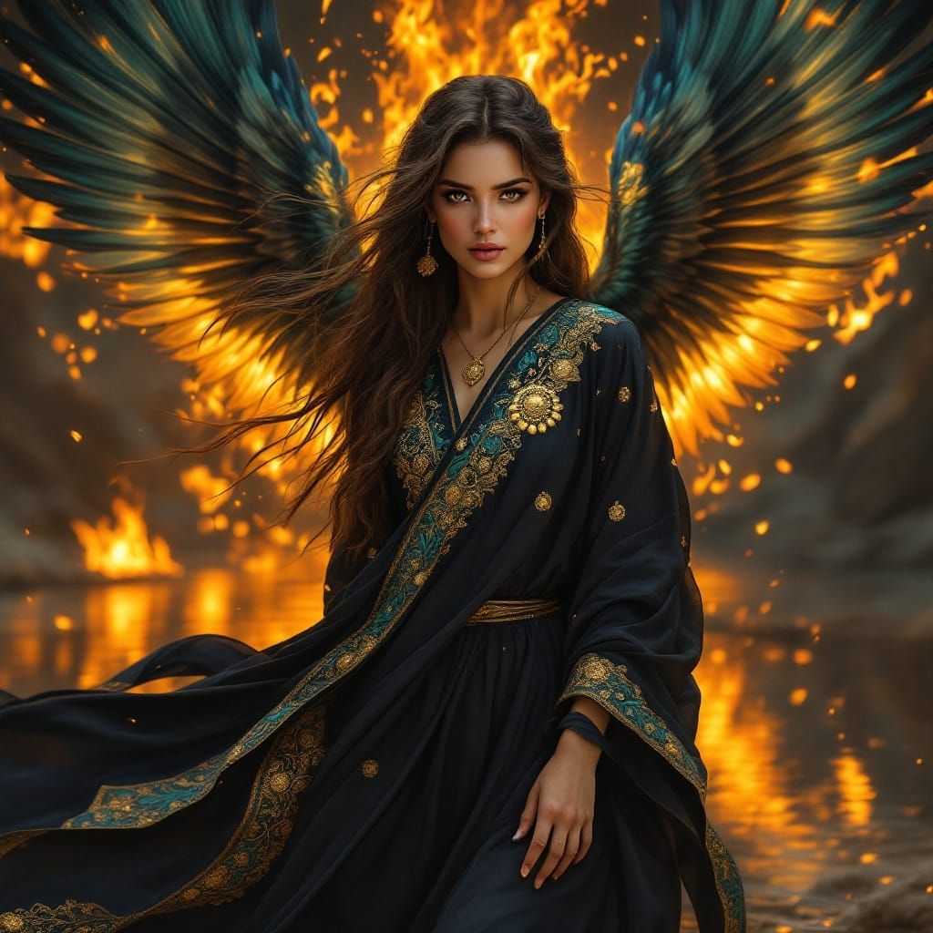 Stunning Goddess of the Messenger in a Serene Lake Landscape