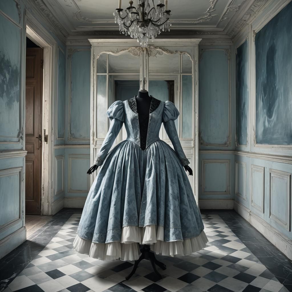 Swan Dress in Antique Wardrobe, Detailed Matte Painting