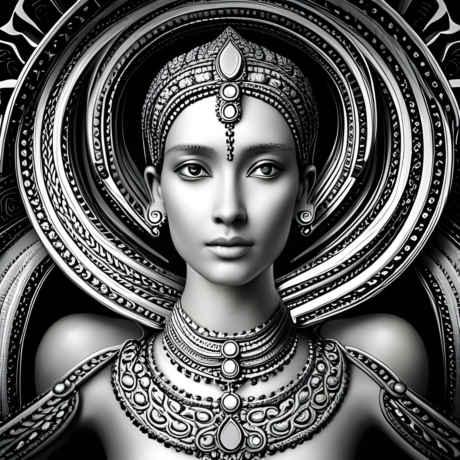 AI's Vision: Human Form in Platinum and Azure