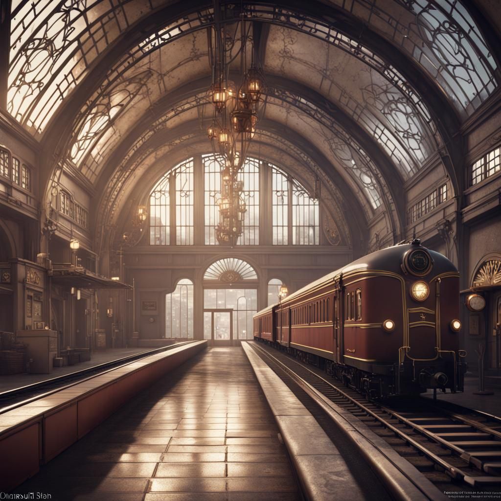 Art deco railway station :: vintage :: stylish