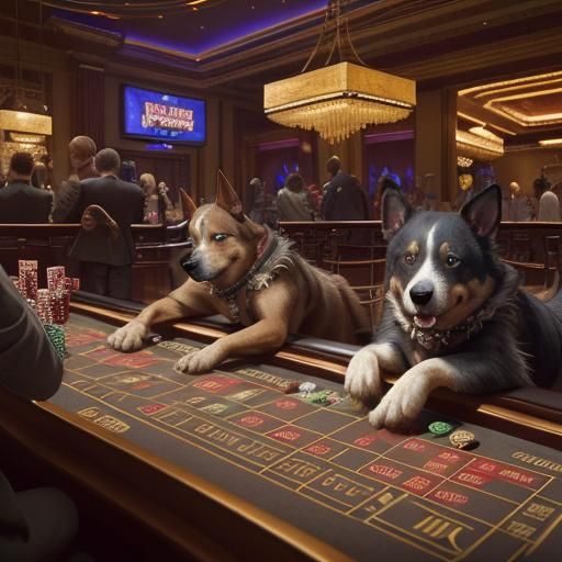 Dogs Run an Illegal Casino in Reno: Digital Painting