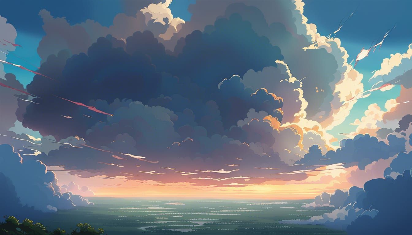 Hope: Light Through Clouds in Anime Style