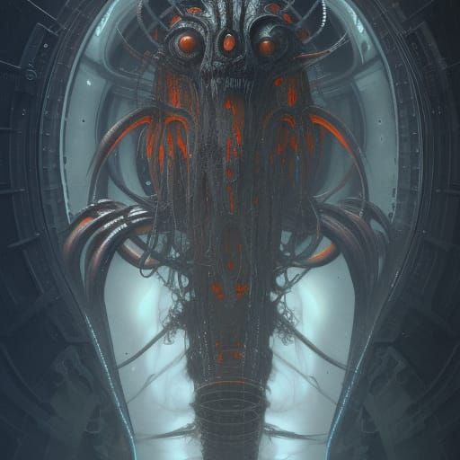 HR Giger Style Biomechanical Concept Art