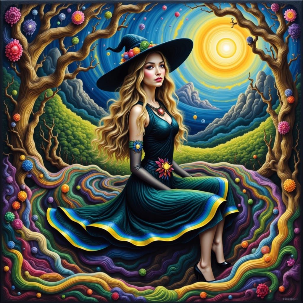 Swirly Witch in Colorful Abstract Style
