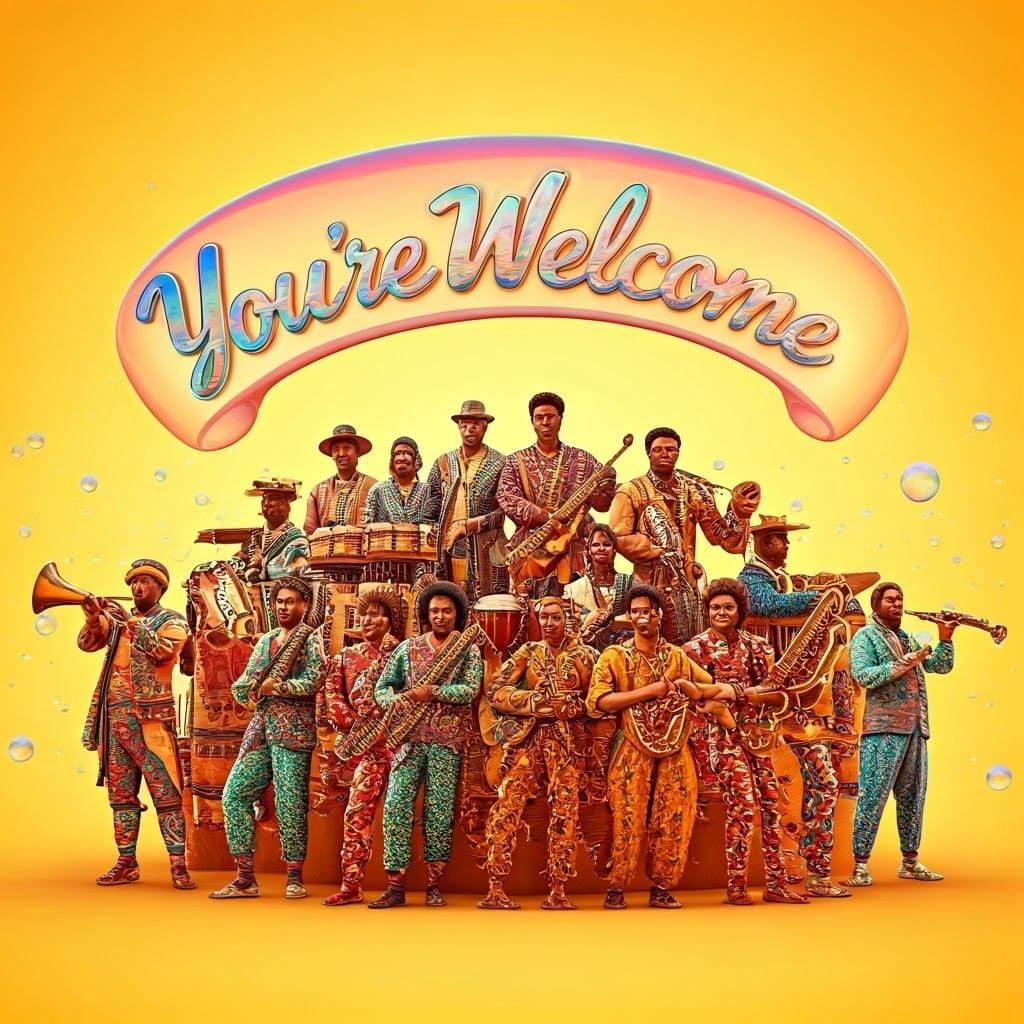 Vibrant Band Plays Under Rainbow Banner