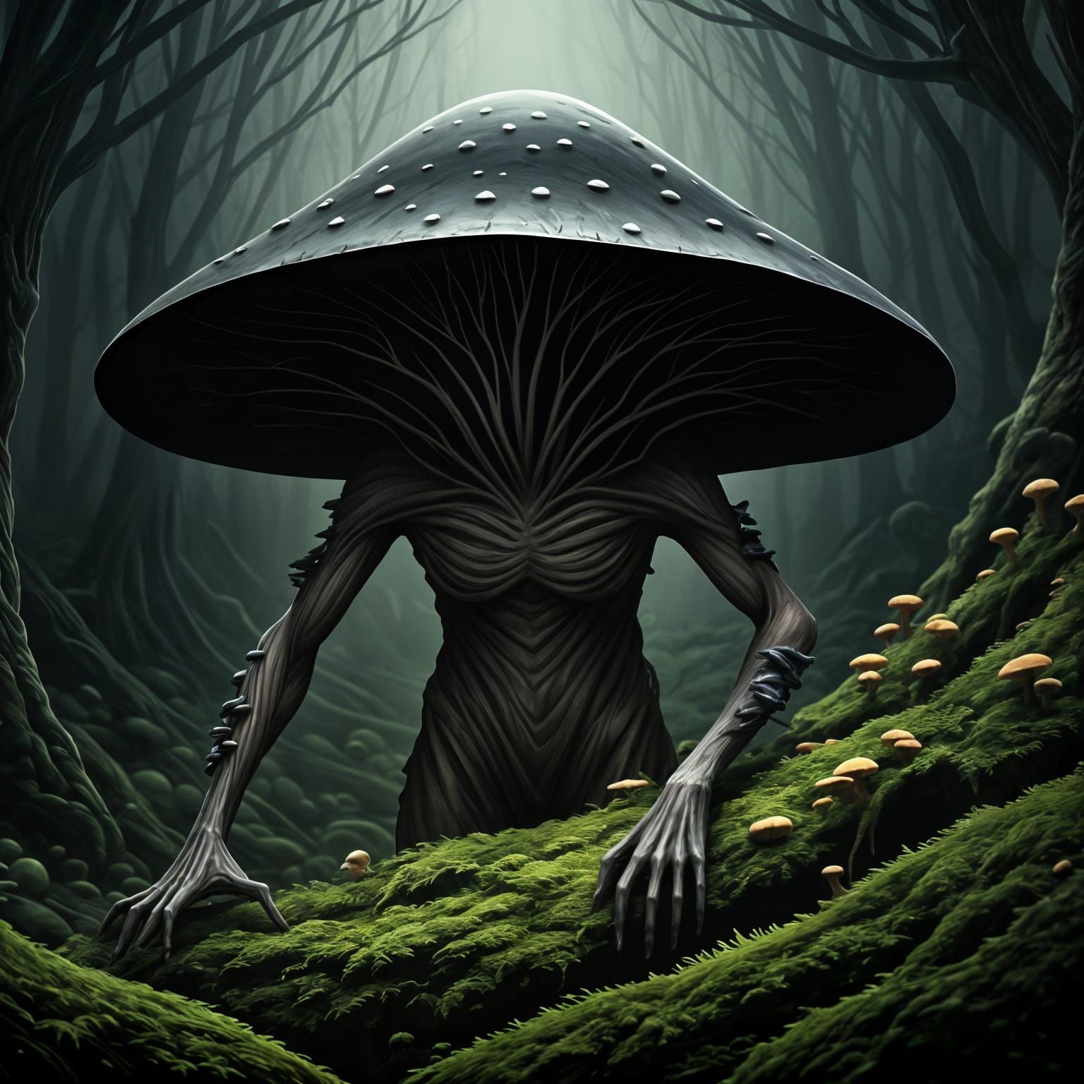 Mysterious Dark Cap Myconoid with Silent Movements