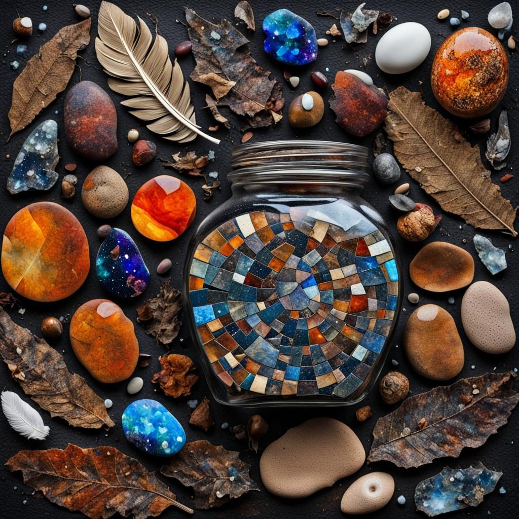 Galaxy in a Jar: Detailed Mosaic Collage Art