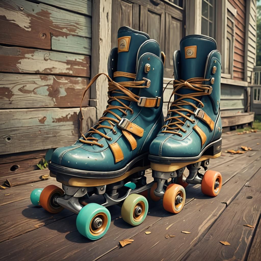 Retro Roller Skates: Nostalgic Matte Painting