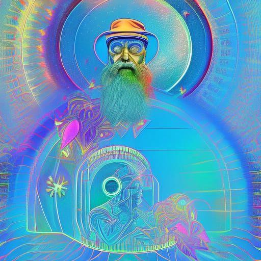 Cosmic Old Man Enjoying His Drink