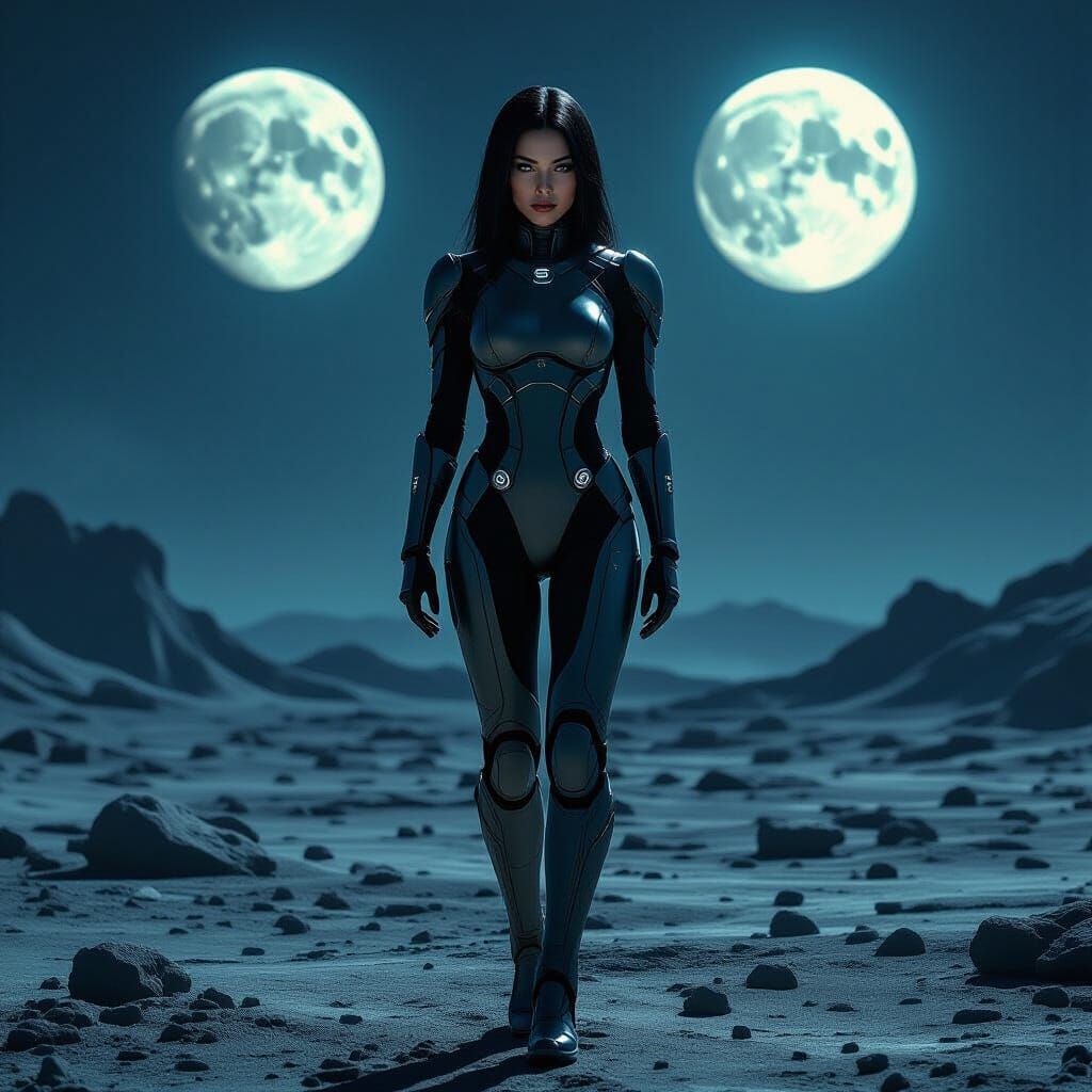 Arcturian Woman in Biomechanical Suit on Alien Planet