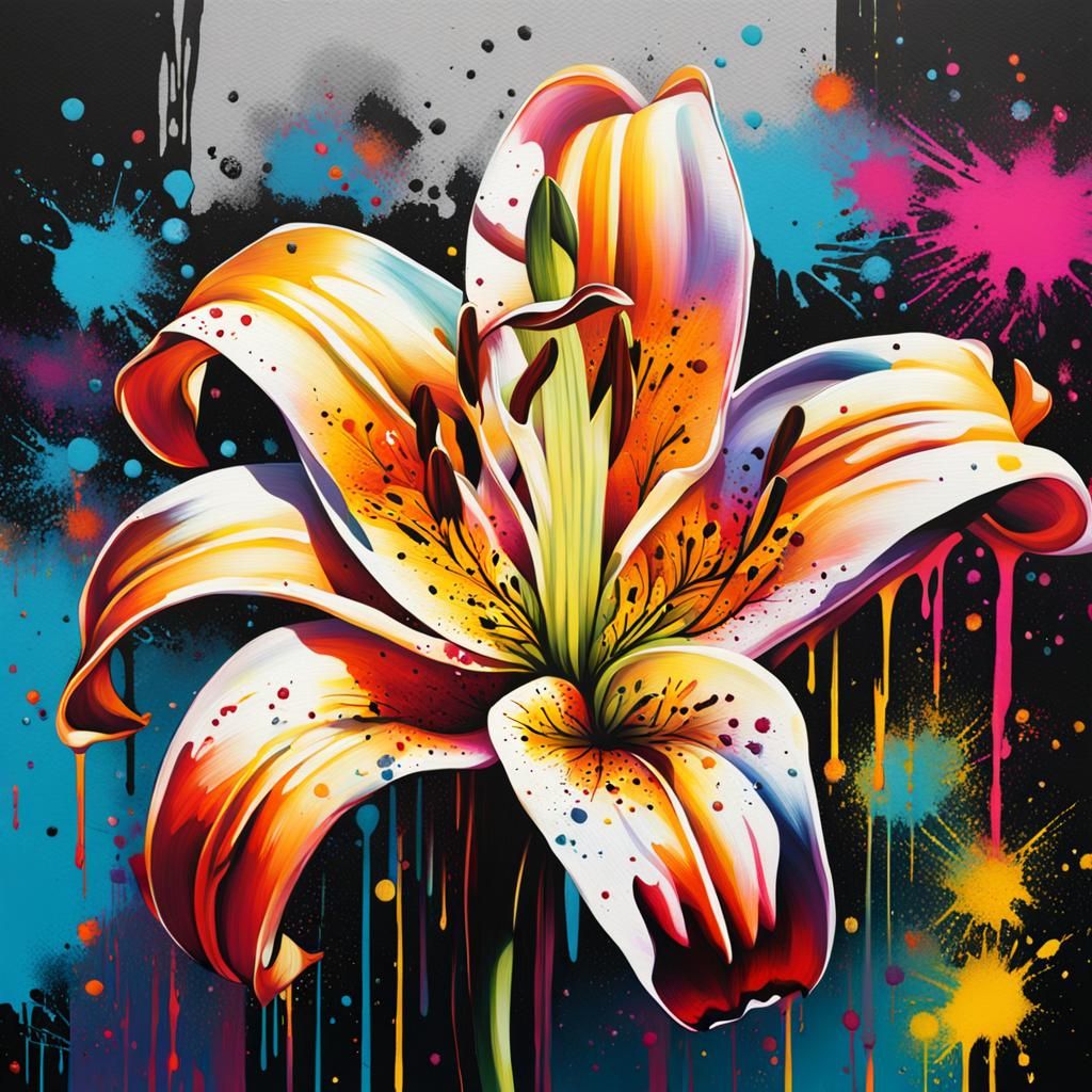 Graffiti Lily: Colorful Splash Art in Street Style