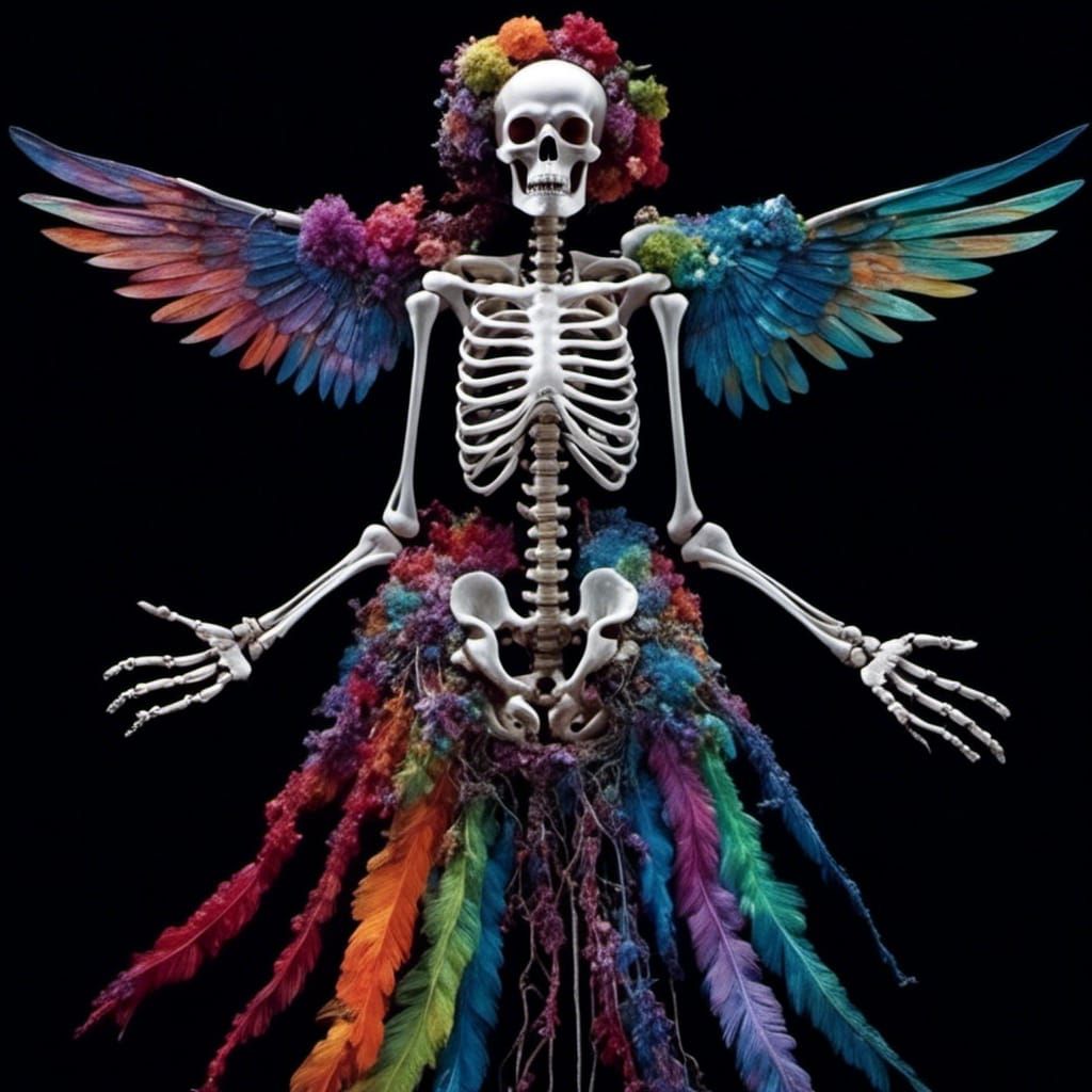 Surreal Winged Spirit of Ecstasy in Deep Colorful Psychedeli...