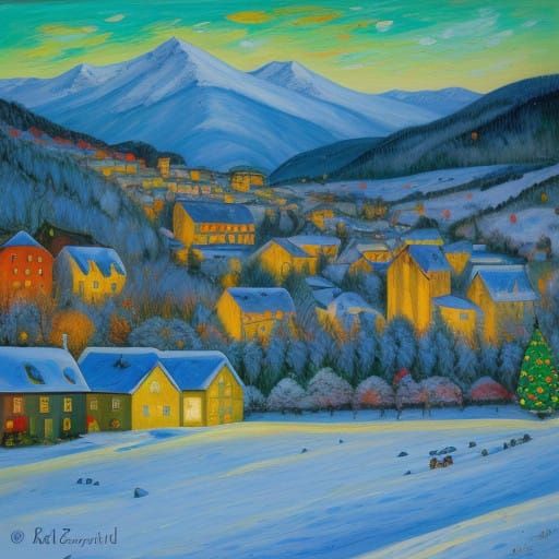 Winter Wonderland in Vibrant Neo-Expressionist Style