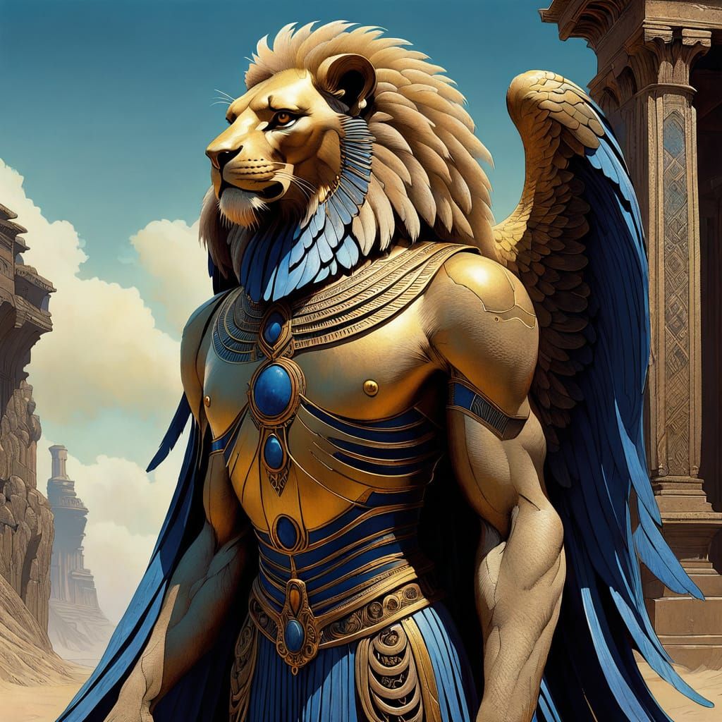 Sphinx Lion Goddess with Eagle Wings and Serpent Tail