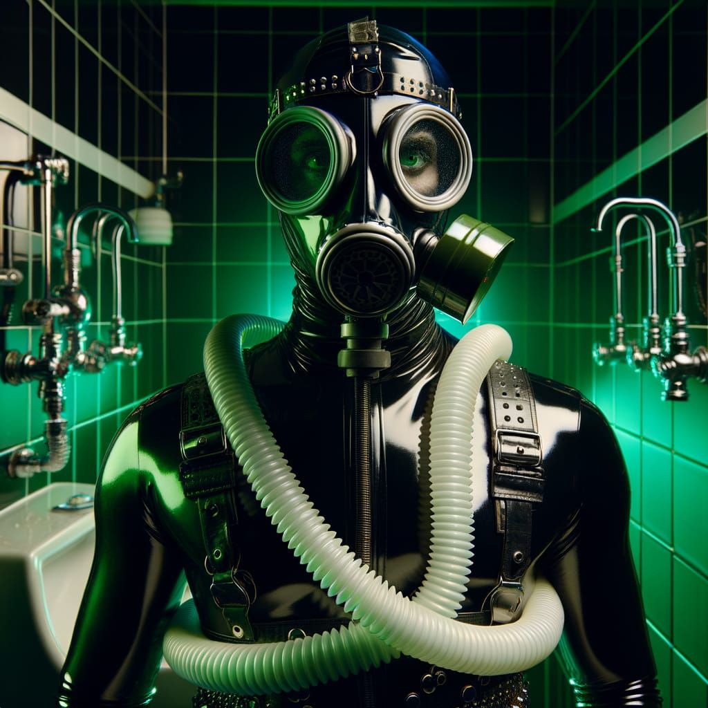 Eerie Middle-Eastern Figure in Dimly Lit Bathroom