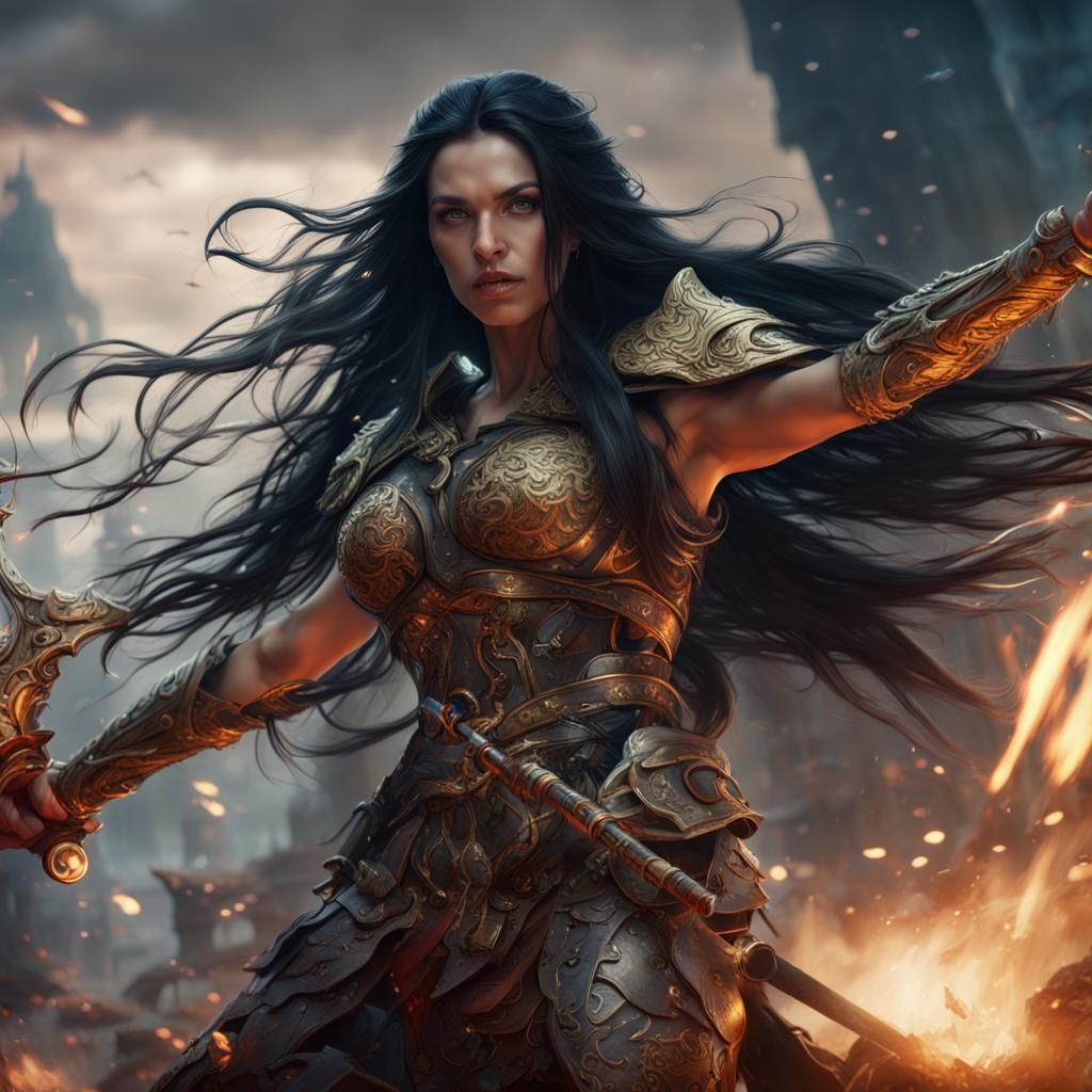 Goddess of War in Detailed Matte Painting
