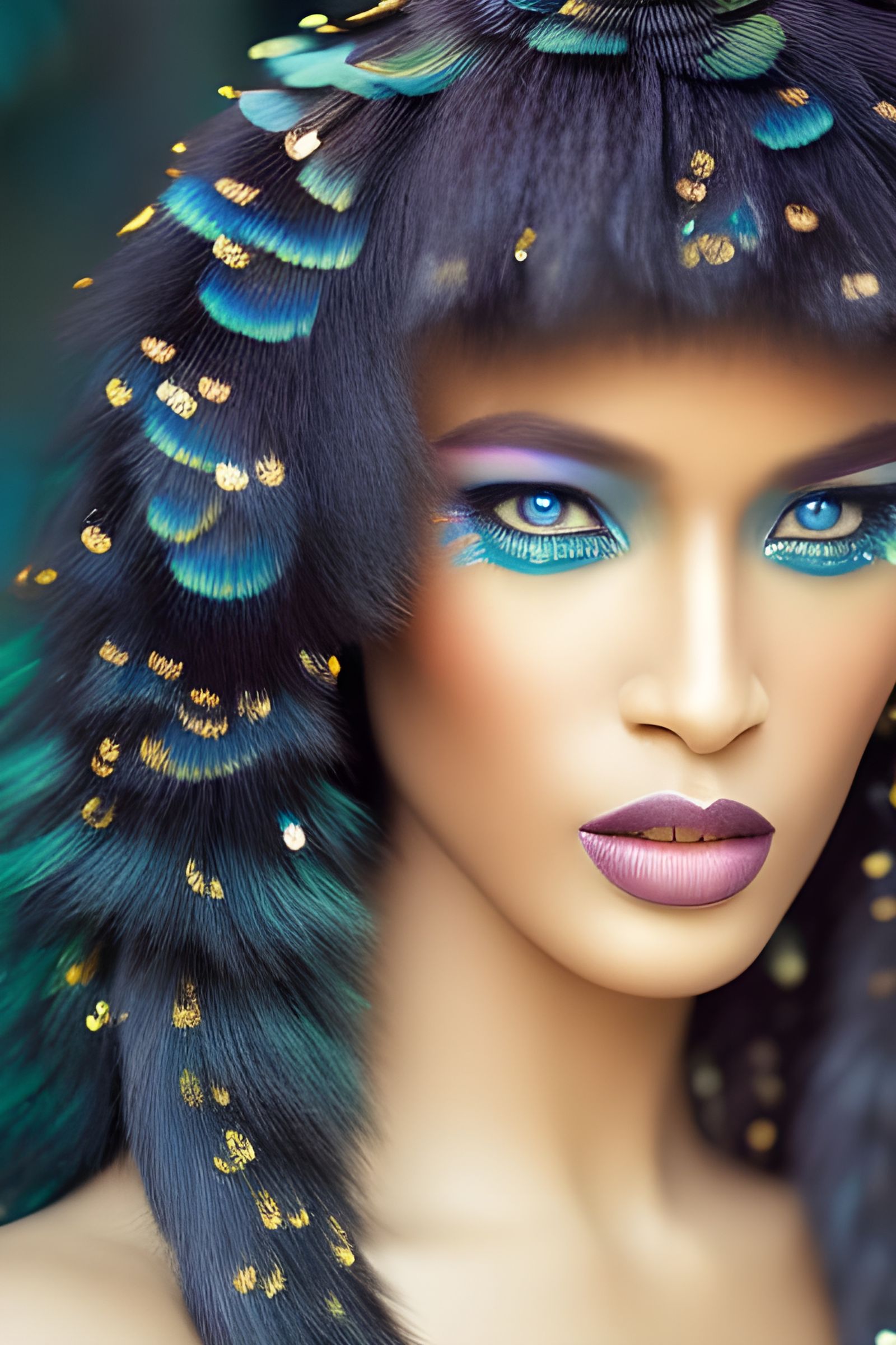 Panther Goddess Portrait in Vivid Colors