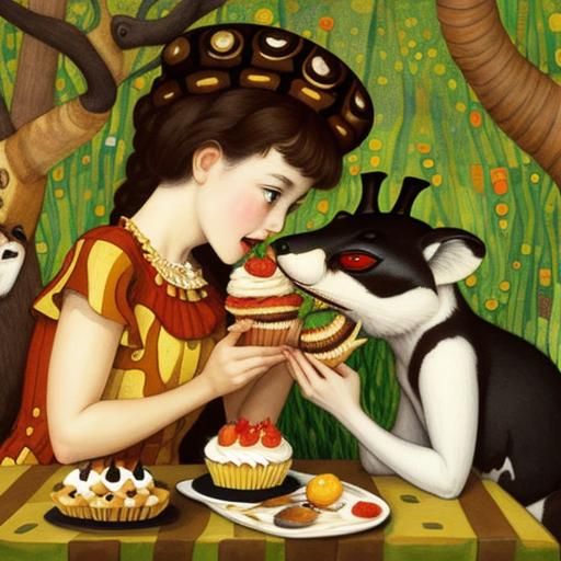 Anteaters Eating Cupcakes: Whimsical Watercolor Illustration