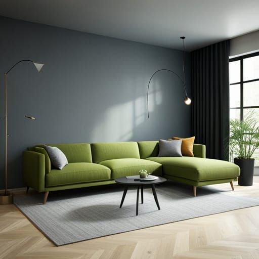 Modern Minimalist Living Room in Detailed Matte Style