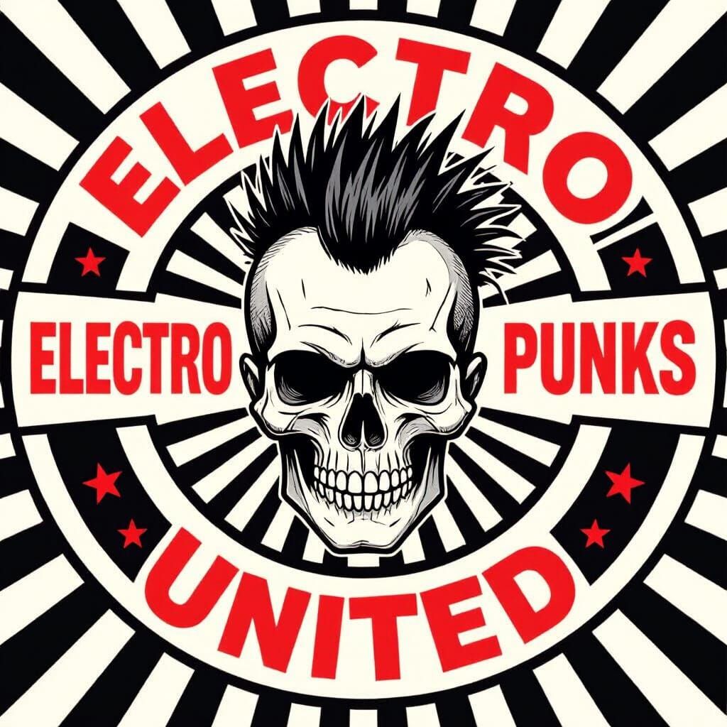 Punk Skull Logo in Collage Street Art Style