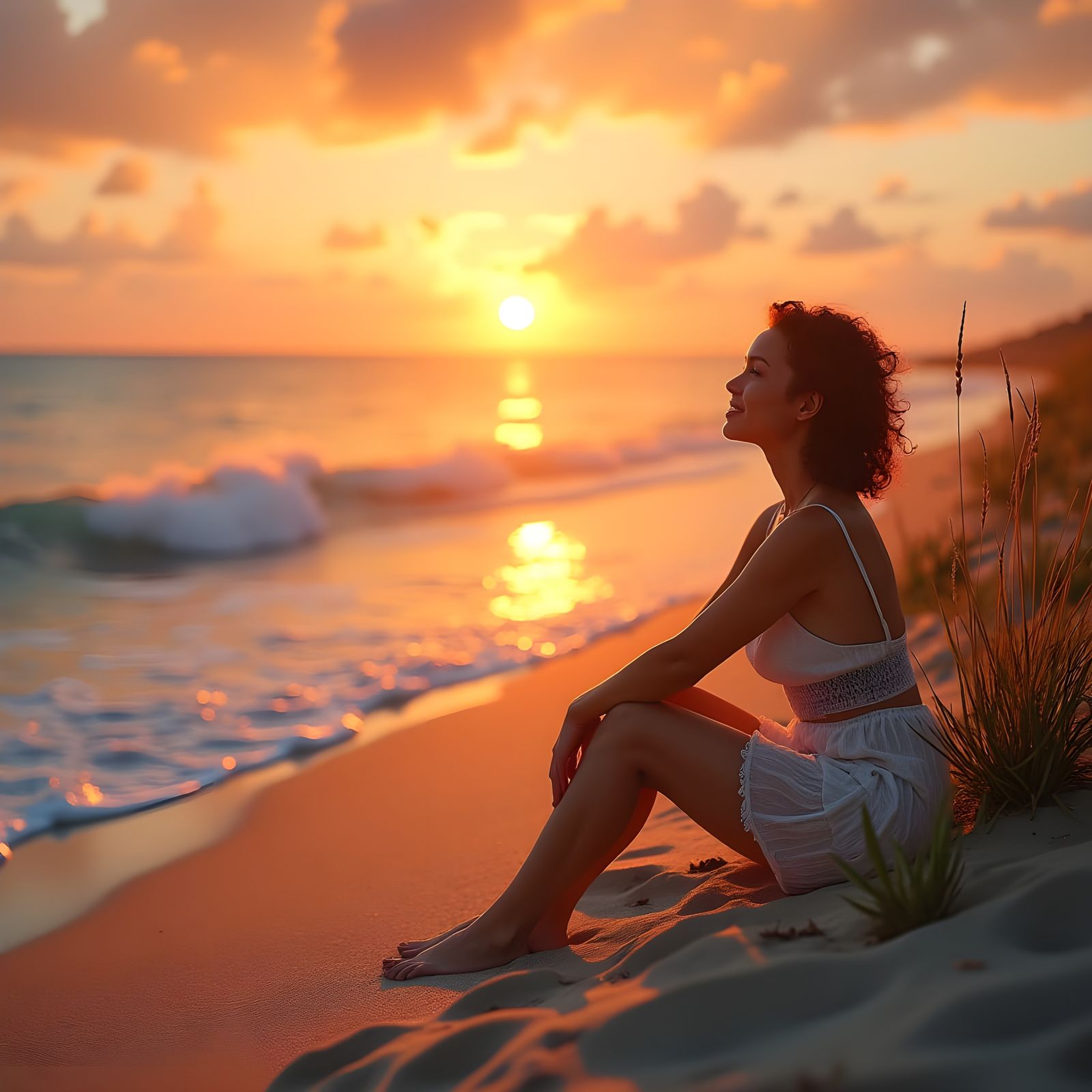 Sunset Beach Scene of Pure Happiness in HDR