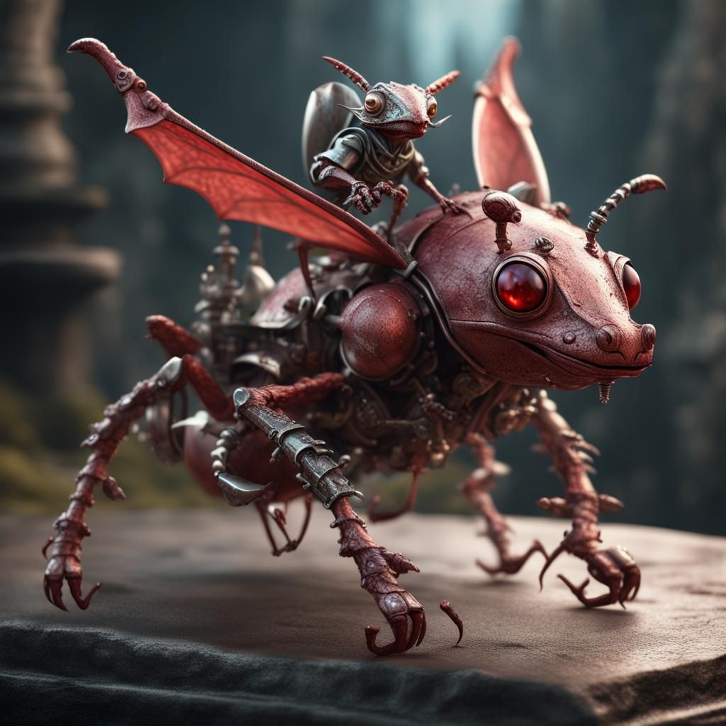 Kobold Rides Mechanical Bug: Fantasy Concept Art