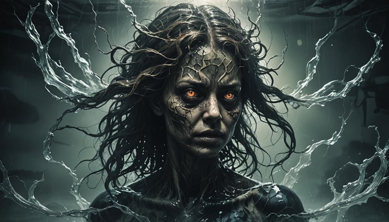Creepy Water Beast Woman in a Horror Setting