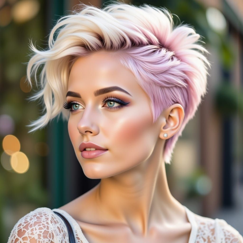 Chic Contemporary Woman with Edgy Pixie Cut
