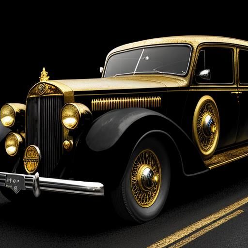 Vintage Luxury Car on Abandoned Roadside