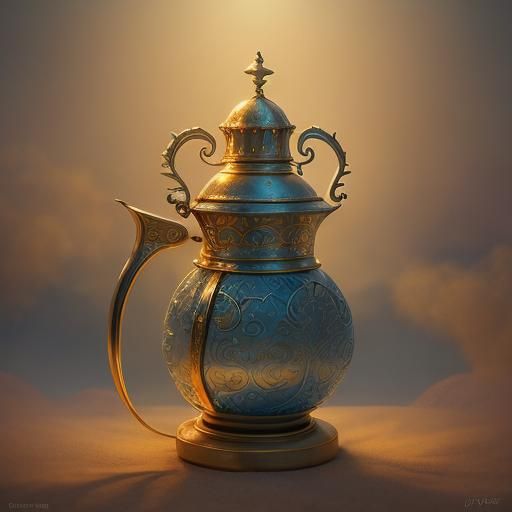 Armored Genie Protects People with Magic Lamp