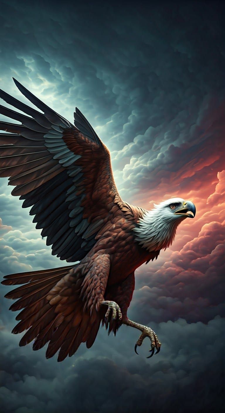 Majestic Bird's Painful Flight: Matte Painting Style