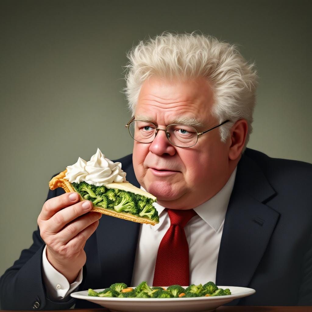 Doug Ford Eats Broccoli Pie: Hyper-Realistic Art