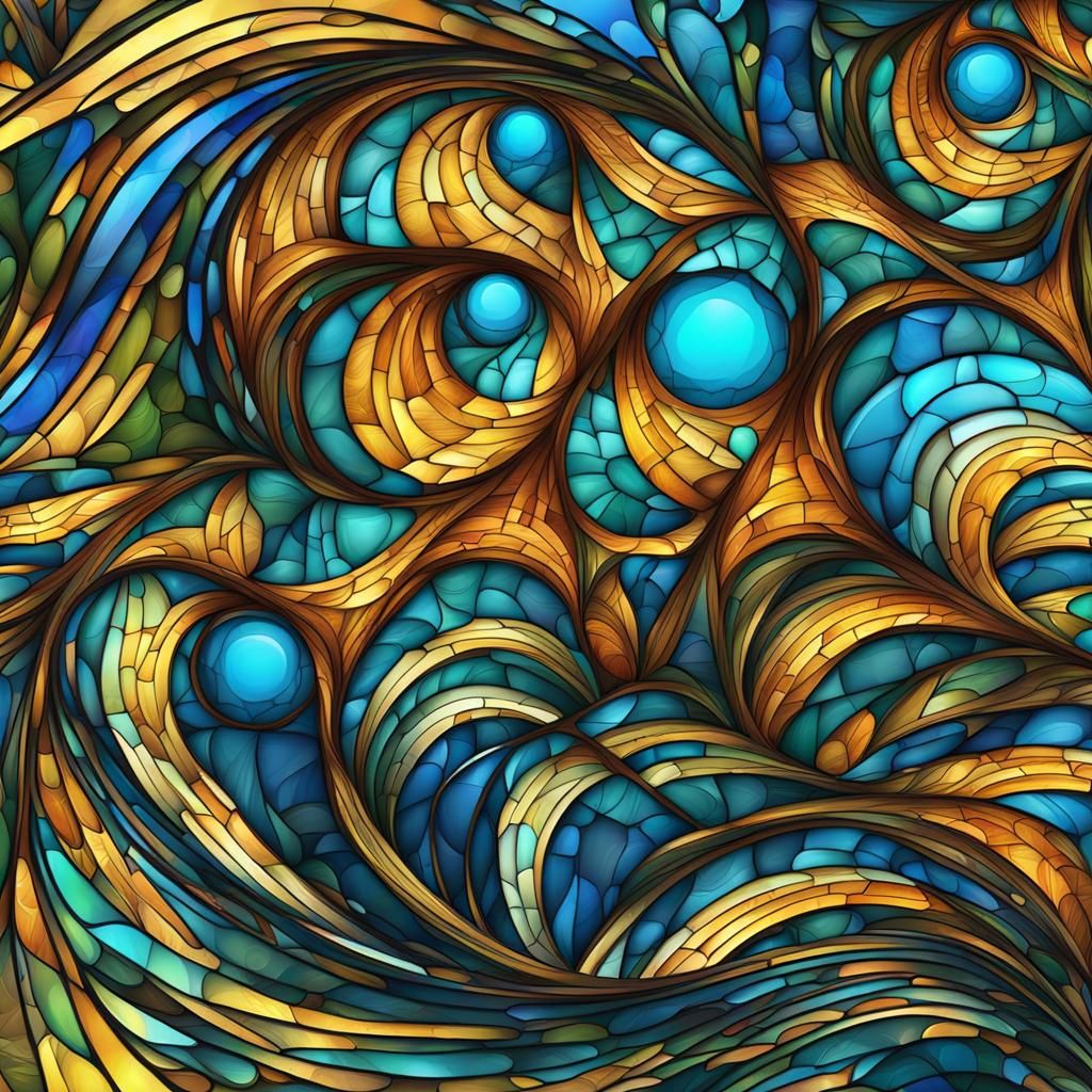 Abstract Stained Glass Fractal Art