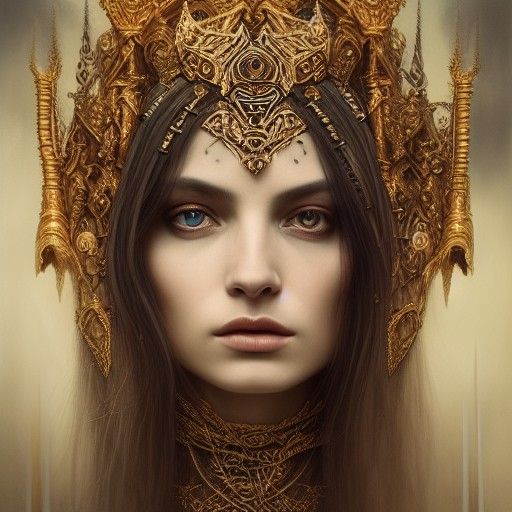 Elegant Priestess in Matte Oil Painting Style