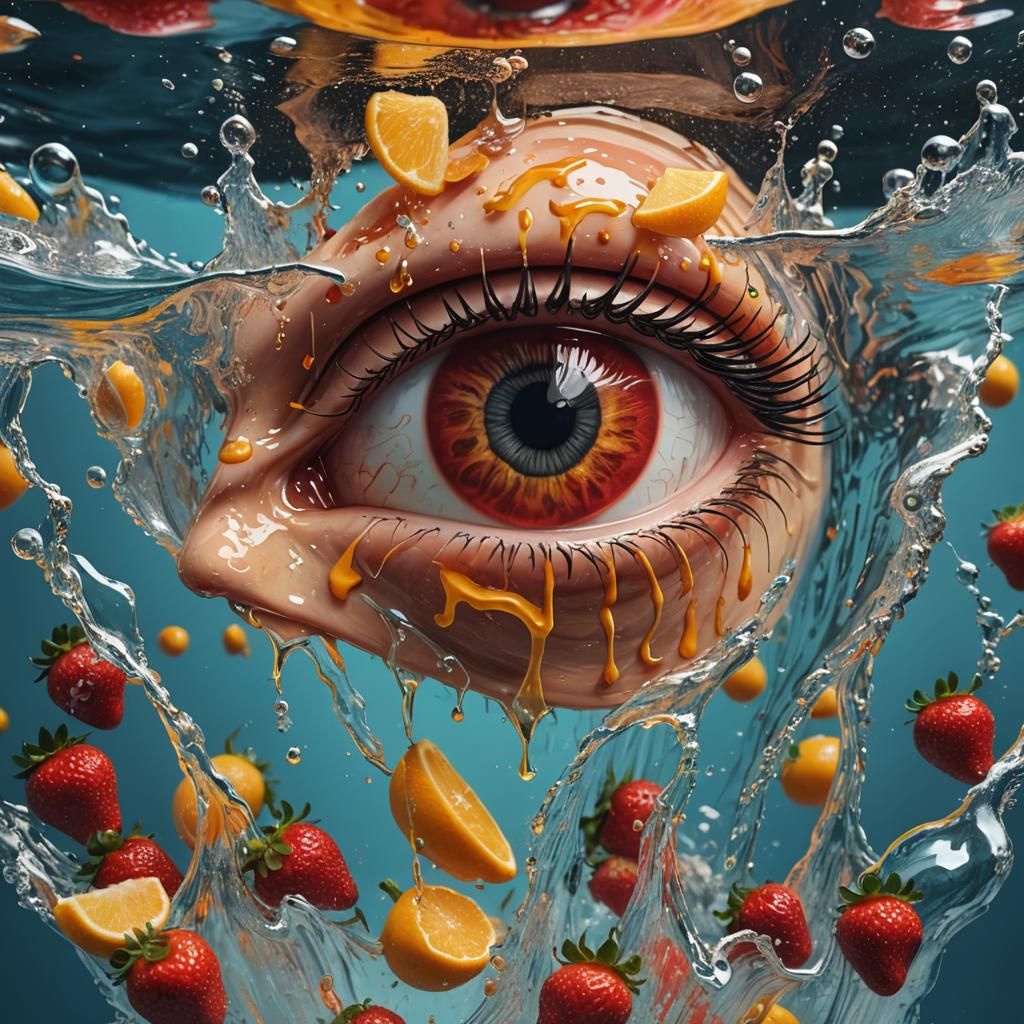 Strawberry Orange Banana Eye Crying Underwater