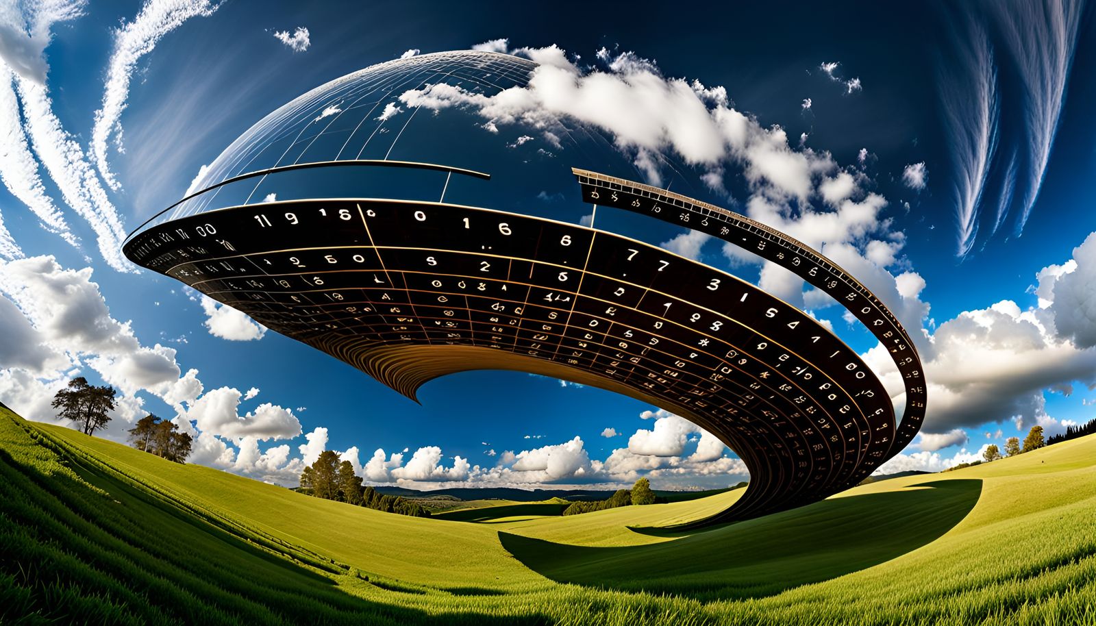 Surreal Mathematical Landscape in Bent Spacetime