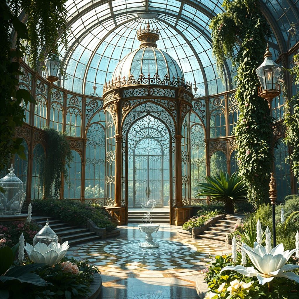 Crystal Palace: Glass Mansion in Art Nouveau Style