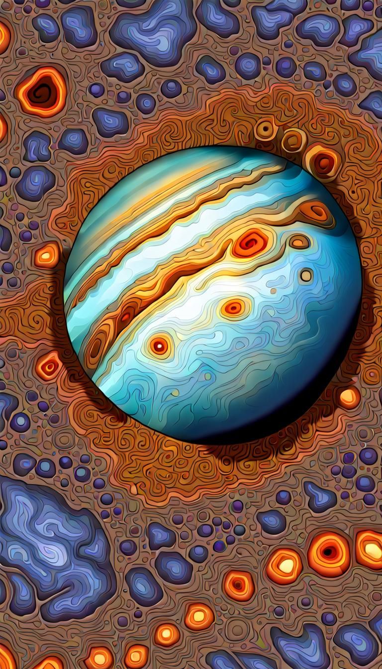Jupiter's Cloud Patterns in Psychedelic Fractal Art