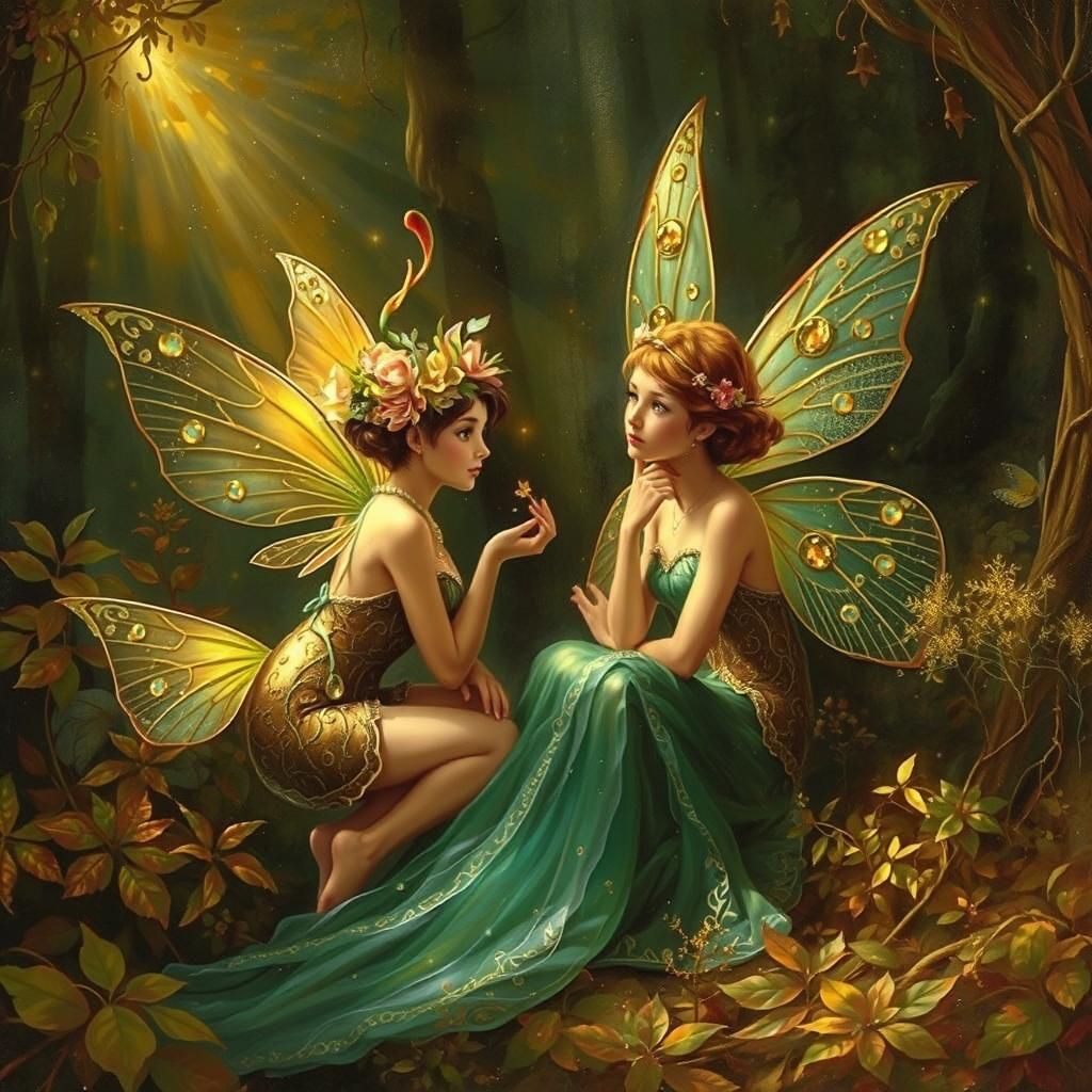 Gilded Forest Fairies in Shimmering Abyss