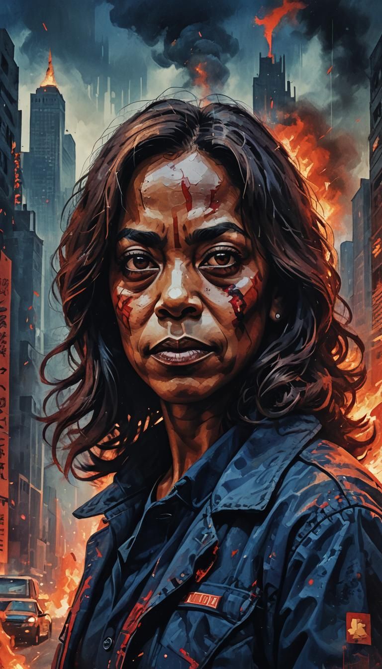 Dystopian Propaganda Poster of Kamala in Socialist Realism